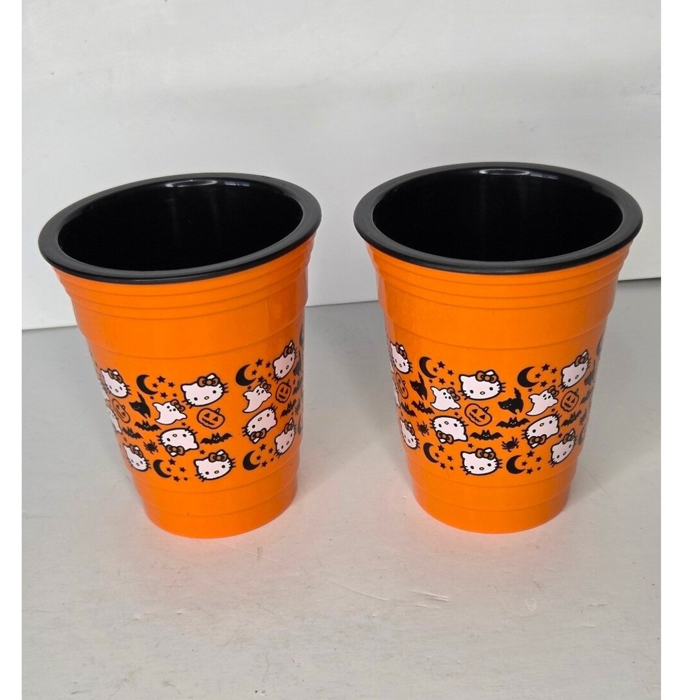 Hello Kitty Halloween Orange Solo Plastic Drinking Cups Set Of 2